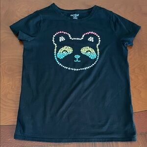 Cat & Jack Black Tee with Rainbow Panda Design